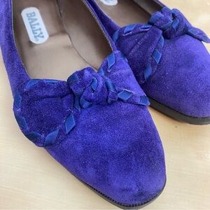 Bally • suede pointed toe ballet flats with accent bow